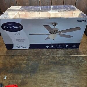 Harbor Breeze Oxford Ceiling Fan 52in Nickel Driftwood & Toffee Finish 3856481
